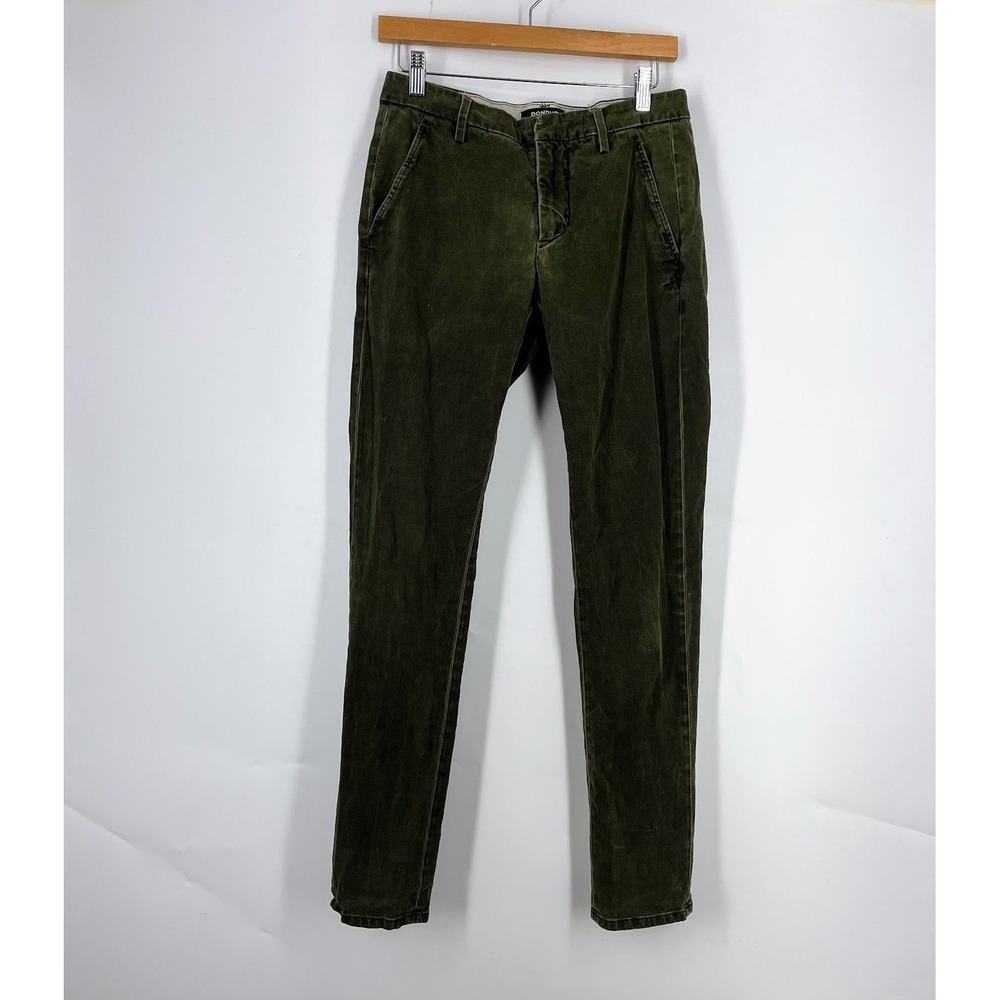 Dondup‎ Gaubert Mens Olive Green Slim Fit Velvet Corduroy Trousers Italy
